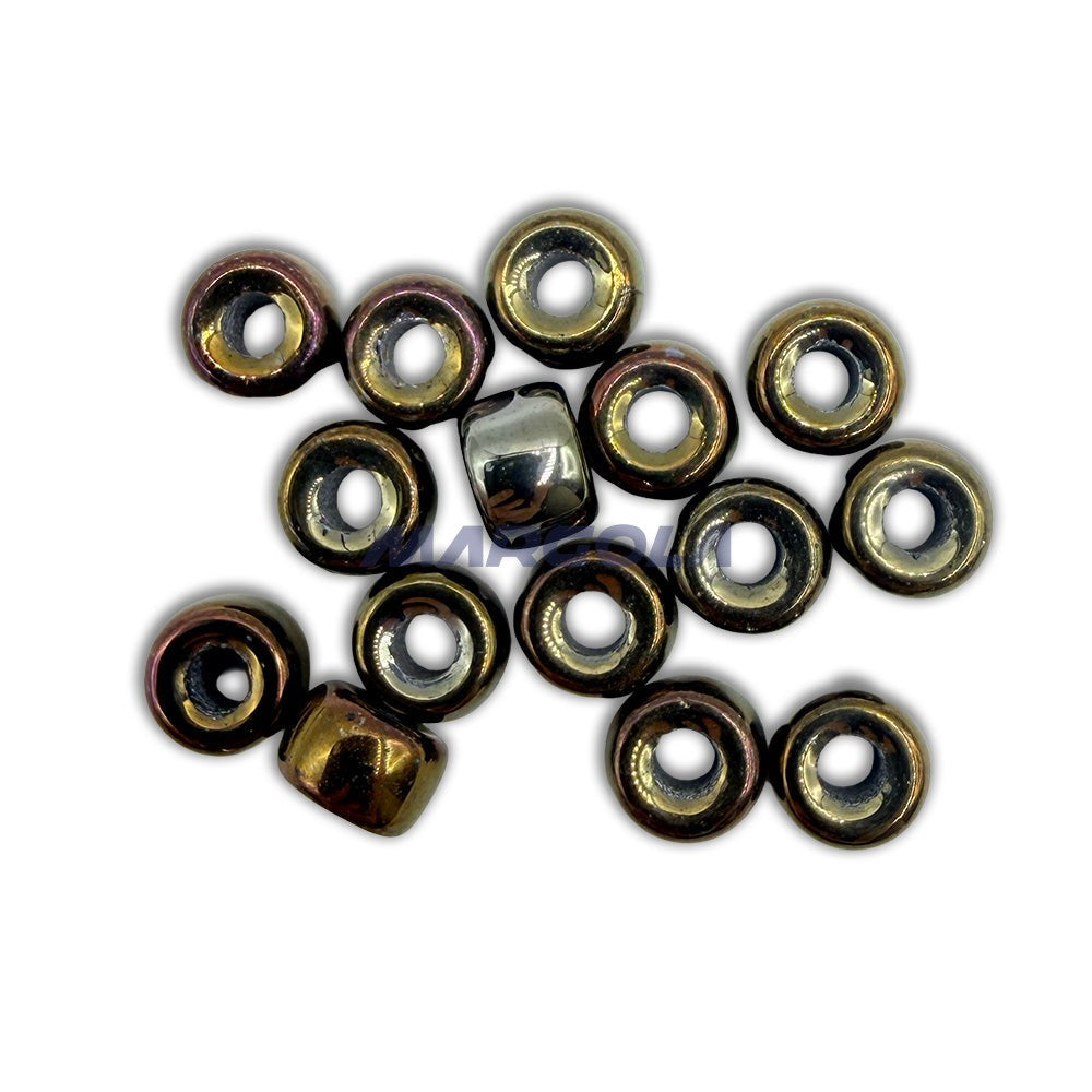 Czech Glass Roller Beads 9mm BROWN IRIS METALLIC