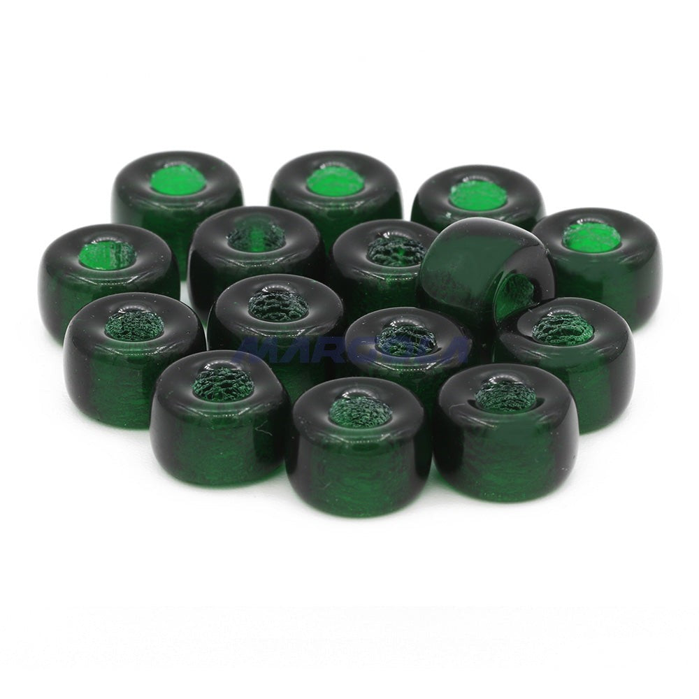 Czech Glass Roller Beads 9mm EMERALD TRANSPARENT