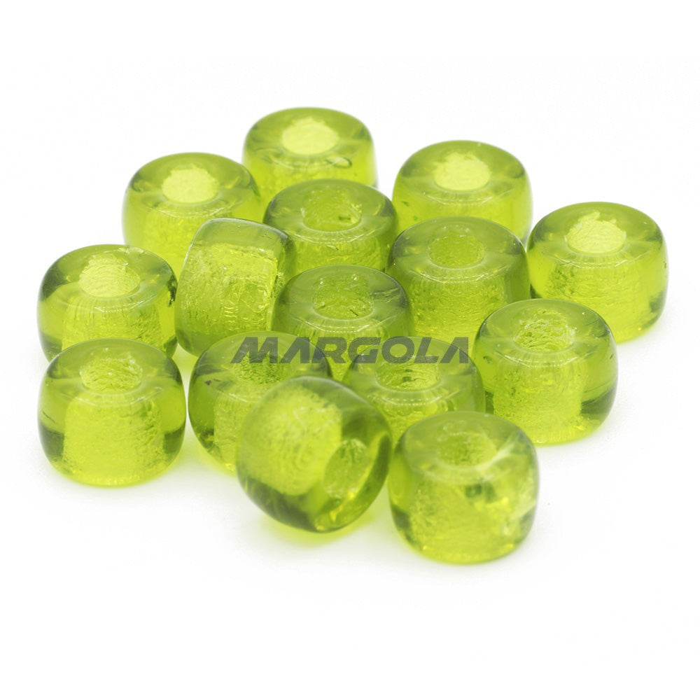 Czech Glass Roller Beads 9mm OLIVINE TRANSPARENT