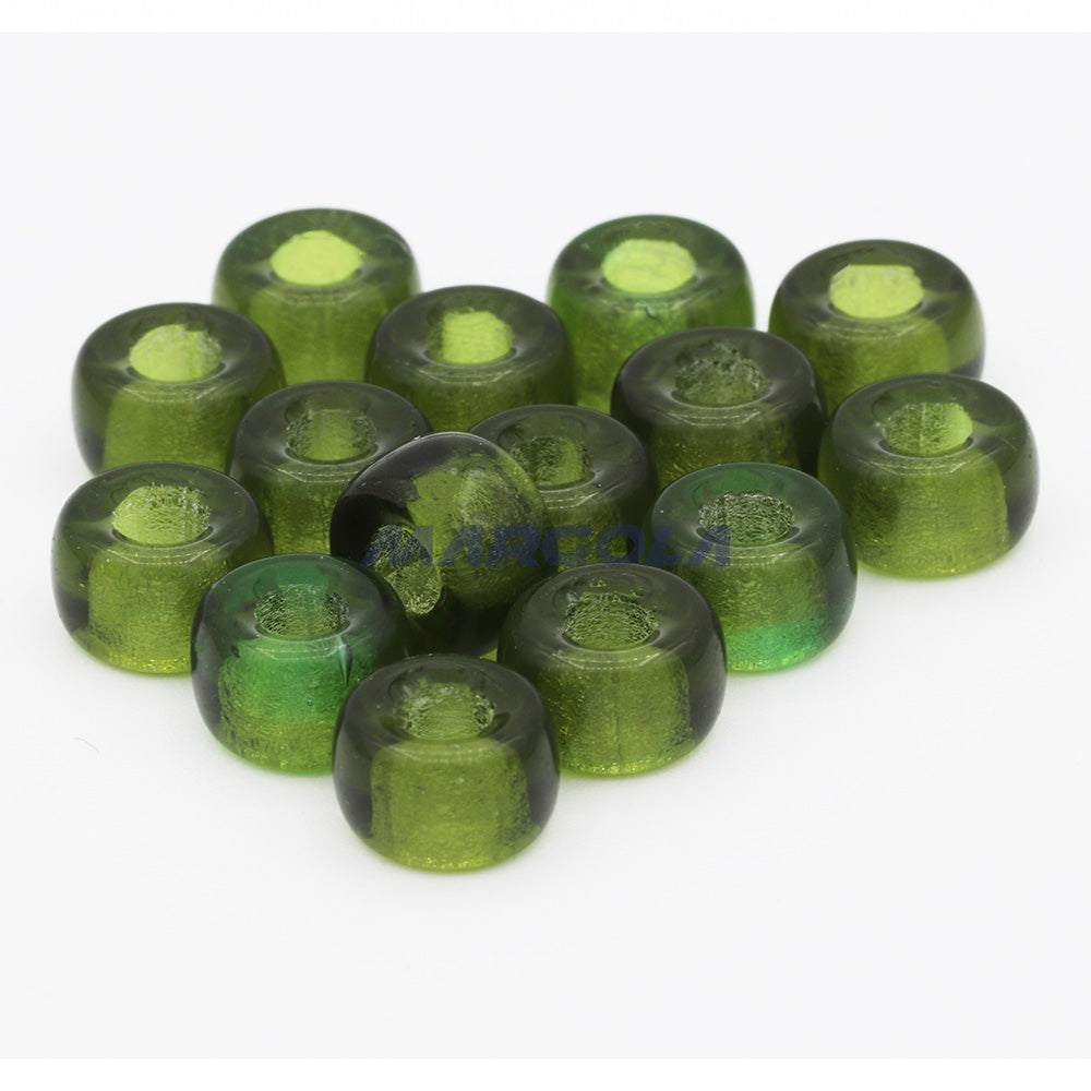 Czech Glass Roller Beads 9mm DARK OLIVINE TRANSPARENT