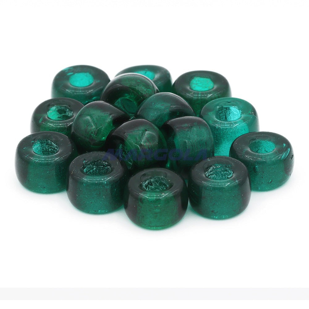 Czech Glass Roller Beads 9mm TEAL TRANSPARENT