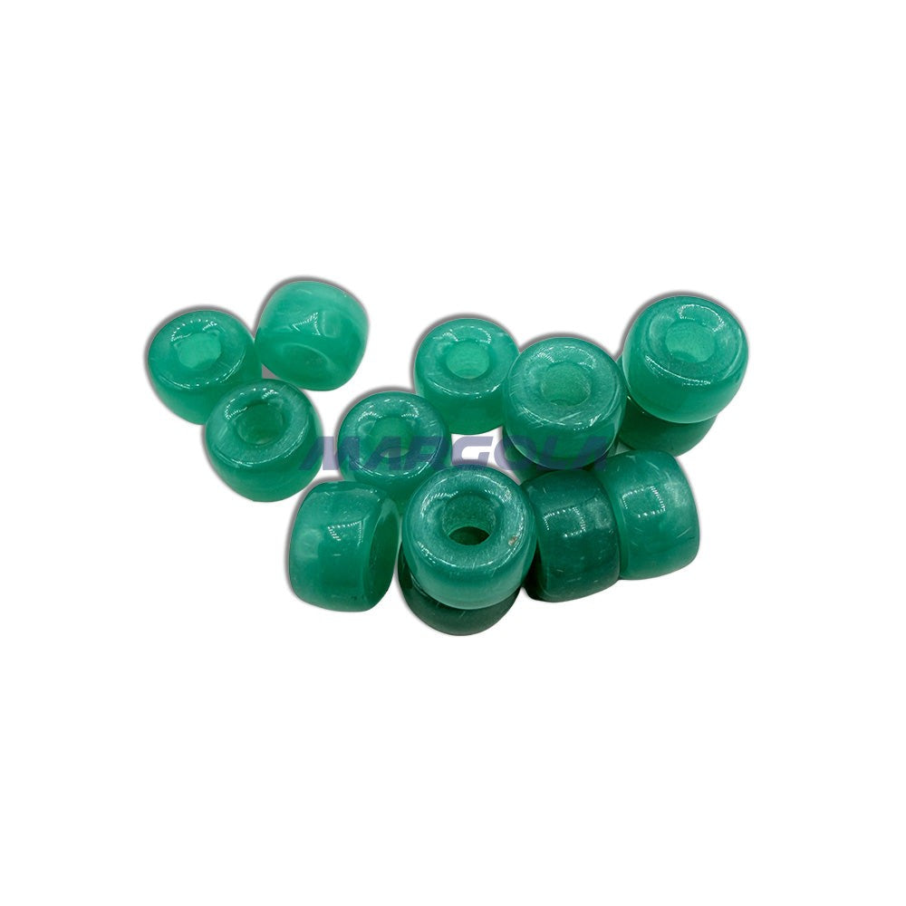 Czech Glass Roller Beads 9mm TRANSLUCENT GREEN OPAL GLASS