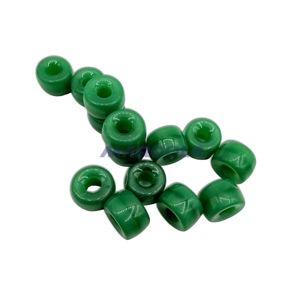 Czech Glass Roller Beads 9mm TRANSLUCENT GREEN ALABASTER GLASS