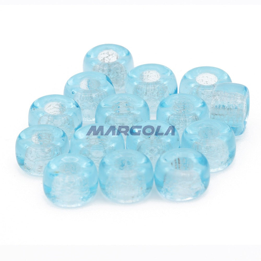 Czech Glass Roller Beads 9mm LIGHT AQUAMARINE TRANSPARENT
