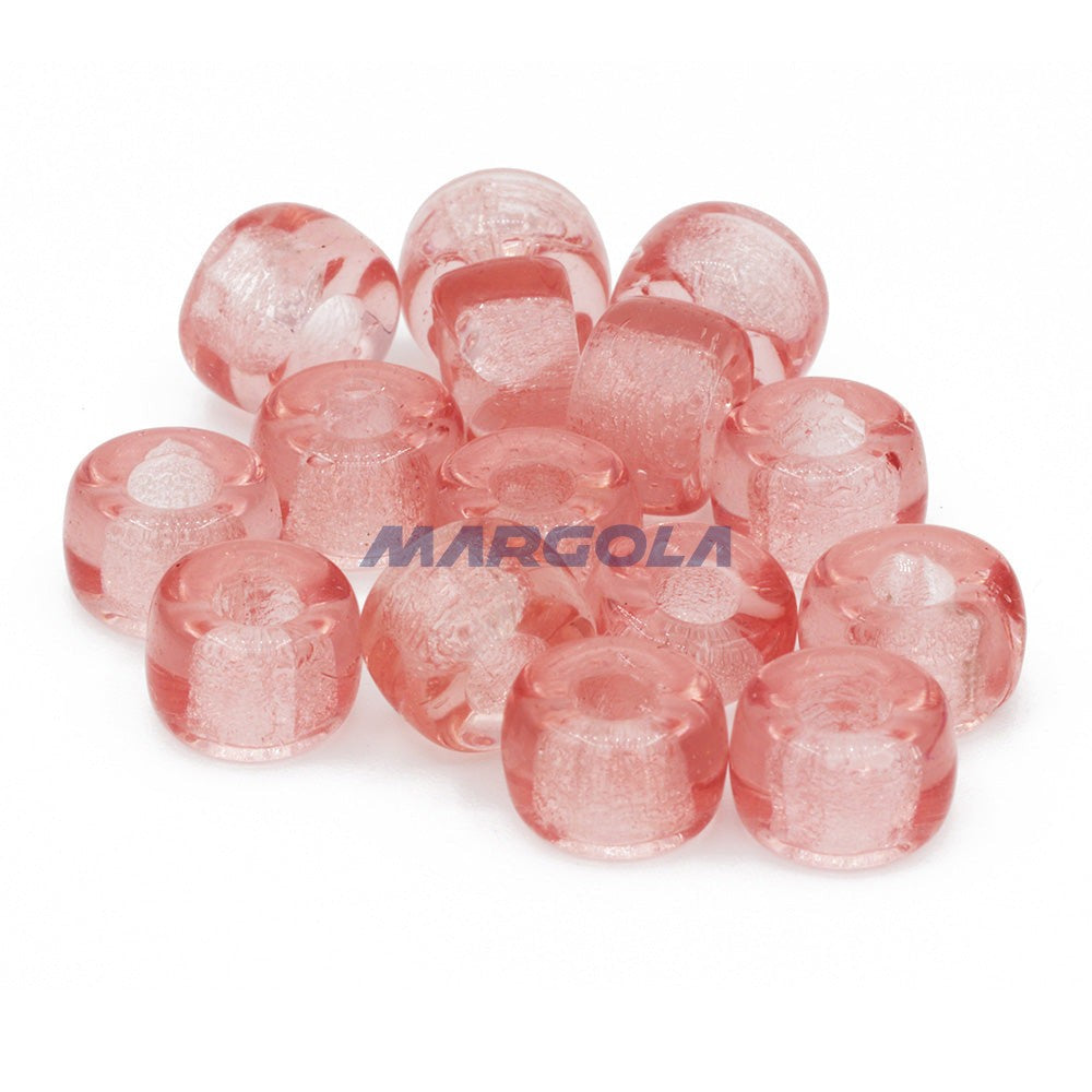 Czech Glass Roller Beads 9mm PEACH TRANSPARENT