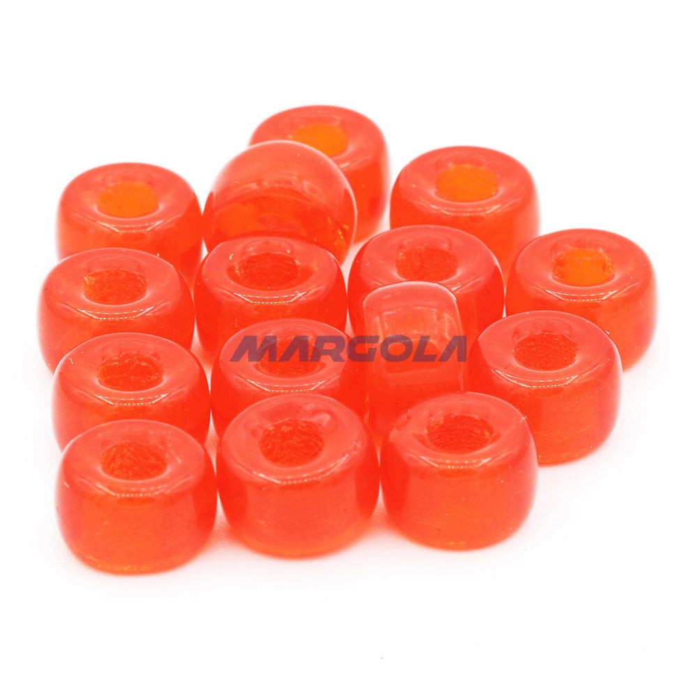 Czech Glass Roller Beads 9mm DARK ORANGE TRANSPARENT