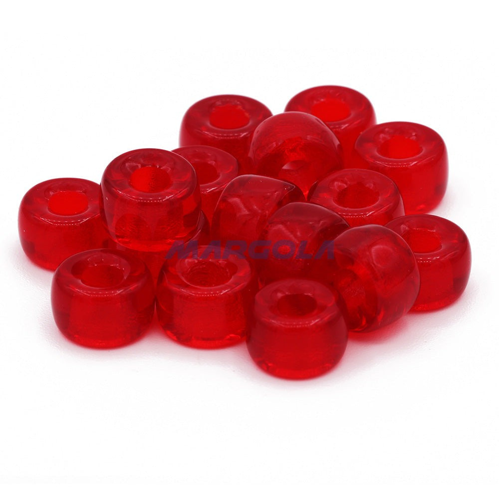 Czech Glass Roller Beads 9mm LIGHT SIAM RUBY TRANSPARENT