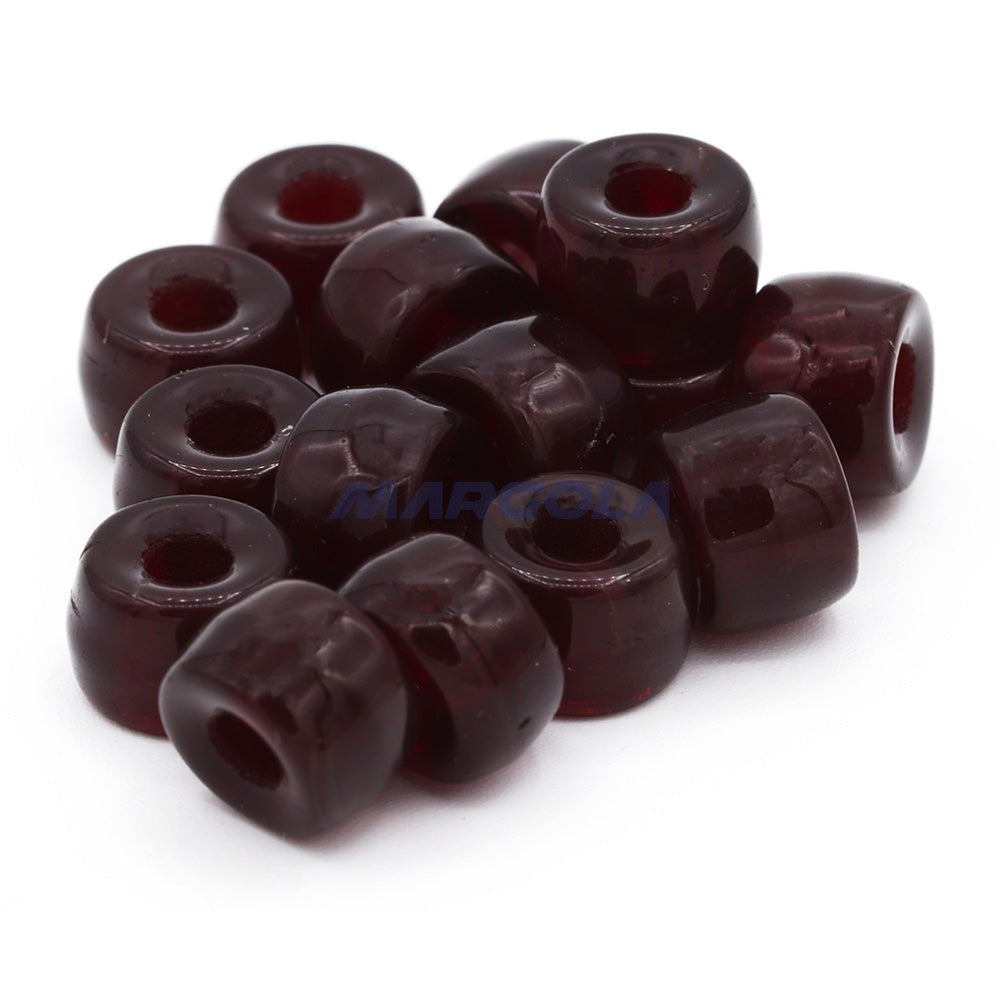 Czech Glass Roller Beads 9mm DARK GARNET TRANSPARENT