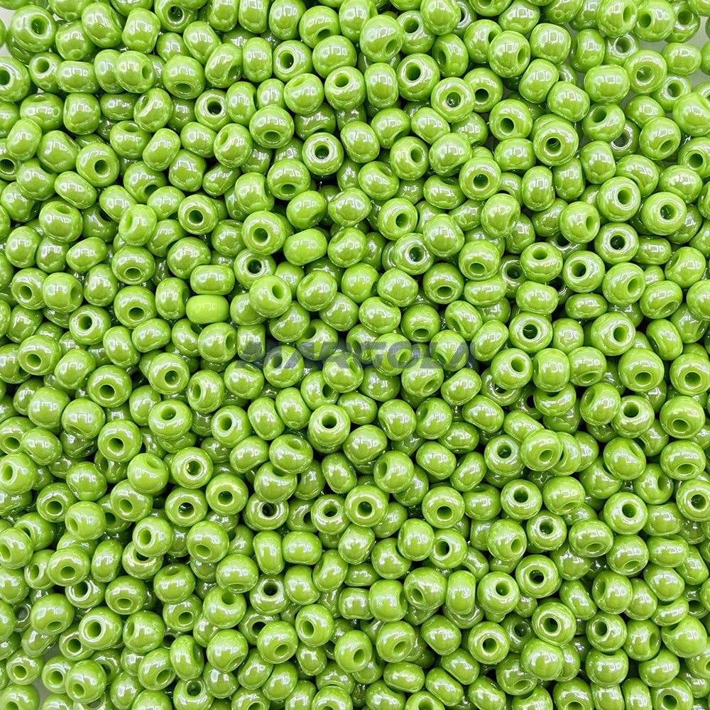 SEED 6/0 LIME GREEN OPAQUE LUSTER PRECIOSA ORNELA BEADS