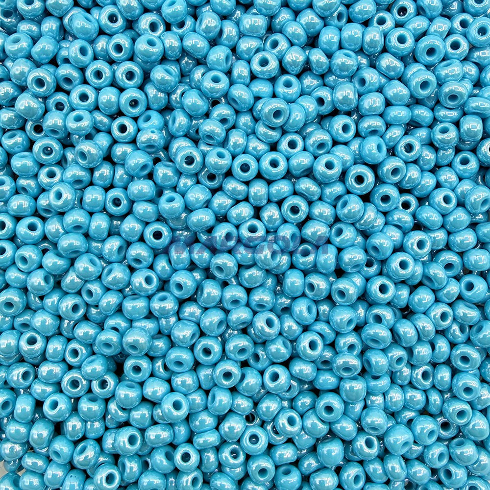 SEED 6/0 TURQUOISE OPAQUE LUSTER PRECIOSA ORNELA BEADS
