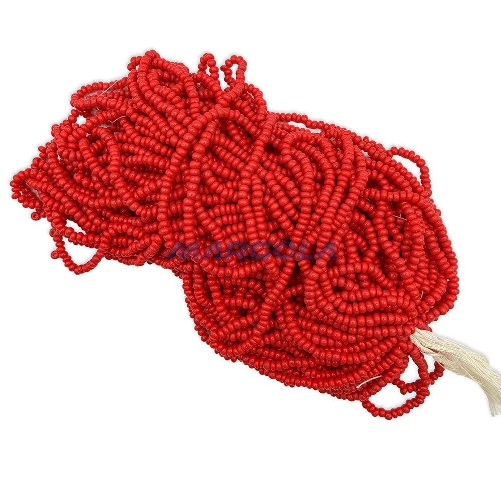 CLEARANCE SEED HANK 7/0 RED OPAQUE PRECIOSA ORNELA BEADS
